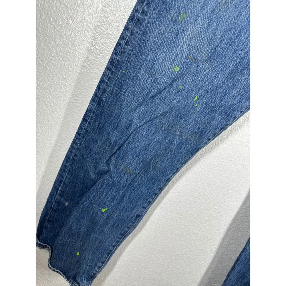 Levi's Jeans Men 38x32 Blue 501 Original Fit Straight Leg Paint Splatter‎ Denim